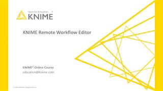 KNIME Remote Workflow Editor [upl. by Taft716]