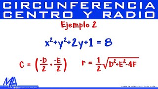 Centro y radio de la Circunferencia conociendo la ecuación general  Ejemplo 2 [upl. by Arihsat262]