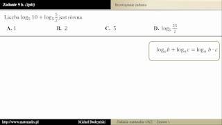 Zadanie 9b  matura z matematyki Logarytmy zestaw 1 [upl. by Nivlag]