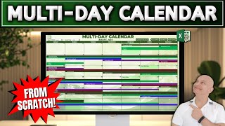 CREATE a MultiDay Calendar in Excel FROM SCRATCH Like a Pro [upl. by Nahama]