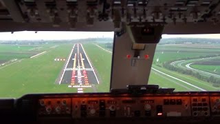 Cockpit view  Boeing 747400F Landing Amsterdam Schiphol [upl. by Donaugh513]