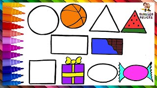 Aprender A Dibujar Y Colorear Las Formas Geometricas De Colores 🟠🏀🔺🟩🎁 Dibujos Para Niños [upl. by Alekim743]