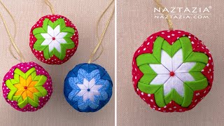 HOW to MAKE QUILTED ORNAMENTS  NO SEW Easy Quilt Ornament with Fabric [upl. by Sunshine]