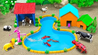 40 Minutes DIY Farm Diorama with house for cow barn  mini hand pump supply water for animals [upl. by Lynde]