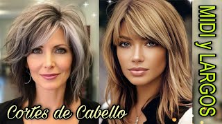 Cortes de Cabello MIDI y SemiLARGOS DESFILADOS▪︎DESPUNTADOS▪︎y en CAPAS para MUJERES 2024 [upl. by Dorena128]