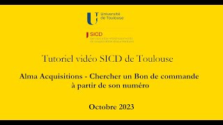 Chercher un bon de commande à partir de son numéro dans Alma [upl. by Sada170]