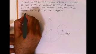 Draw direct common tangent external to two circles of radius 35 amp 20 whose centres are 95mm apart [upl. by Hailey661]