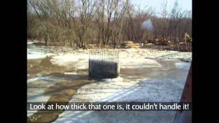 Ice breakup on the Skunk River at Augusta IA [upl. by Llacam472]