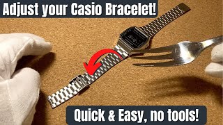 How to Adjust  Resize Casio Bracelet  Watch Band A158W A168W etc [upl. by Erline588]