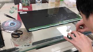 LCD screen repairvertical band repairCof bonding processPanel repairingSamsung Led tv COF repair [upl. by Asirahc]