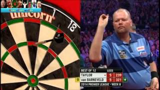 PDC Premier League of Darts 2014  Week 8  van Barneveld 9 darter attempt [upl. by Ellekim783]