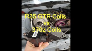 Back to Back Dyno R35 GTR coils vs 370z Coils [upl. by Nadbus]