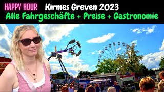 Kirmes Greven 2023  Alle Fahrgeschäfte  Preise  Gastronomie während der Happy Hour  Vlog Kermis [upl. by Laehcor]