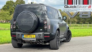 Land Rover Defender V8 P525 Quicksilver  REVIEW on AUTOBAHN [upl. by Nimaynib]