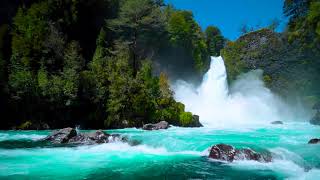 Huilo Waterfall and River 4k in Chilean Relaxing Nature Sounds Waterfall White Noise for Sleep [upl. by Jadda]