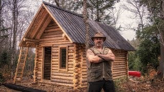 Man Builds Off Grid Log Cabin Alone in the Canadian Wilderness [upl. by Kennith]