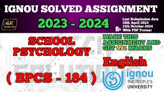 BPCS 184 SOLVED ASSIGNMENT 202324 IN ENGLISH MEDIUM  BPCS 184 SOLVED ASSIGNMENT 2024  IGNOU [upl. by Attenal]