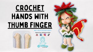 How To Crochet For Beginners Crochet Hands With Thumb Finger  Bobble 4dc Stitch  Easy Tutorial [upl. by Anik]