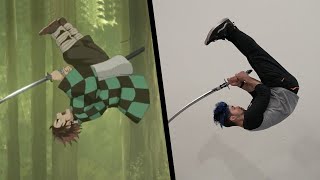 Stunts From Demon Slayer In Real Life Kimetsu No Yaiba [upl. by Notlil472]