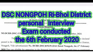 DSC Nongpoh Ribhoi District physical test from 25th Oct 2024 Personal Interview from 5th Nov 2024 [upl. by Itsuj]