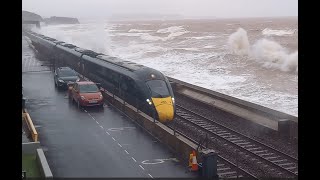 1C72 0803 London Paddington  Penzance  Storm Babet  Dawlish Sea Wall [upl. by Marr]