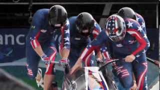 Winter Olympics Bobsled  Mechanics of Sprint Start [upl. by Orr]