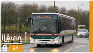 4K Lille  Ligne 64  Irisbus Crossway LE Line n°206  Ilévia [upl. by Glinys]