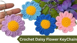 How To Crochet Daisy Flower Keychain Crochet KeyringCrochet Keychain [upl. by Clemen]