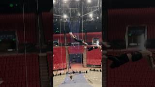 Triple somersaults 🙀 gym acrobatics aerial flip circus extreme backflip [upl. by Devona305]