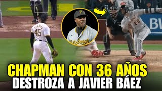 CON BASES LLENAS AROLDIS CHAPMAN PERREO A JAVIER BÁEZ CON MÁS DE 100 MILLAS PIRATES VS TIGERS  MLB [upl. by Targett]