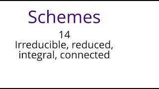 Schemes 14 Irreducible reduced integral connected [upl. by Arised]