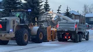 Alaska Snow Removal CAT Snow Blower amp Dump Trucks Clear Streets After Heavy Snow Storm [upl. by Yam]