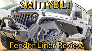 SMITTYBILT fender liner install How to install fender liner on Jeep Wrangler Best jk fender liners [upl. by Oyr]