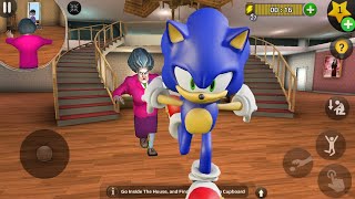 SONIC Enter In Miss T House  Scary Teacher 3D New Prank Funny Android game [upl. by Fiske119]