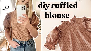 How To Sew A RuffledSleeve Blouse With PieCrust Collar [upl. by Dong]