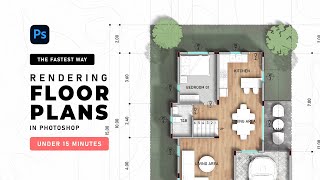 The FASTEST WAY of RENDERING FLOOR PLANS in Photoshop under 15 minutes [upl. by Silvain127]