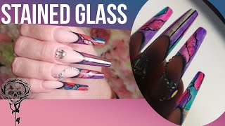 Stained Glass Window Nails Acrylic amp Gel Polish 🤭 🤭 [upl. by Sivart]