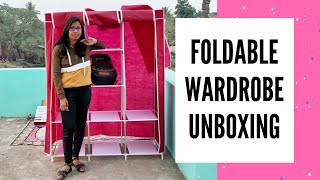 FOLDABLE WARDROBE UNBOXING  Portable Wardrobe Closet  How To Assemble Portable Wardrobe For Cloth [upl. by Leonerd510]