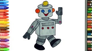 Wie zeichnet man Roboter  Ausmalen Kinder  Kindervideos  Malen und Zeichnen für Kinder [upl. by Minabe]