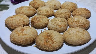 Coconut cookies recipeNo egg No oven No buttercoconut biscuit [upl. by Laufer263]