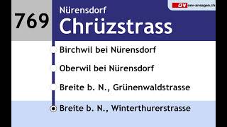 VBG Ansagen  769  Bassersdorf – Nürensdorf – Oberwil – Breite bN [upl. by Aneret]