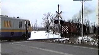 Near Fatal Head on Via Train CP Freight Smithfalls 2 [upl. by Arbe]