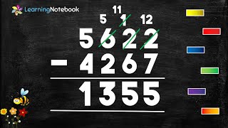 Subtraction of 4 digit numbers with borrowing [upl. by Ecnerrat549]