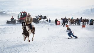 Skijoring in Jackson Hole  Click in and Hang on for the Ride [upl. by Haidadej935]