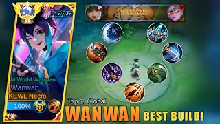 WANWAN BEST BUILD AND EMBLEM REVEAL  Easy Savage   MLBB [upl. by Aikel]