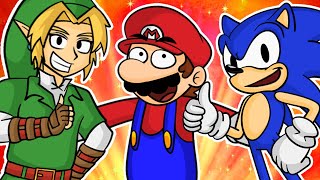 Funny Mario Crossover Animation Compilation  Zelda Smash Bros Sonic Pokemon Friday Night Funkin [upl. by Berlyn387]