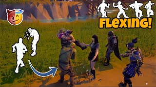 Acting Like a Default Then Flexing Rare Emotes Fortnite Party Royale [upl. by Ayatan]