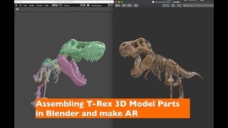 BSLIVE 0012  Using Blender 3D to assemble T Rex Skeleton Model for AR [upl. by Ledairam]