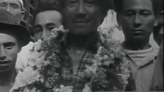 People of Kathmandu welcoming first ever Everest winners Tenzing Norgay Sherpa and Edmund Hillary [upl. by Given]