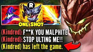 Malphite but I one shot Kindred so many times he rage quits the game HE WAS MALDING [upl. by Scammon]